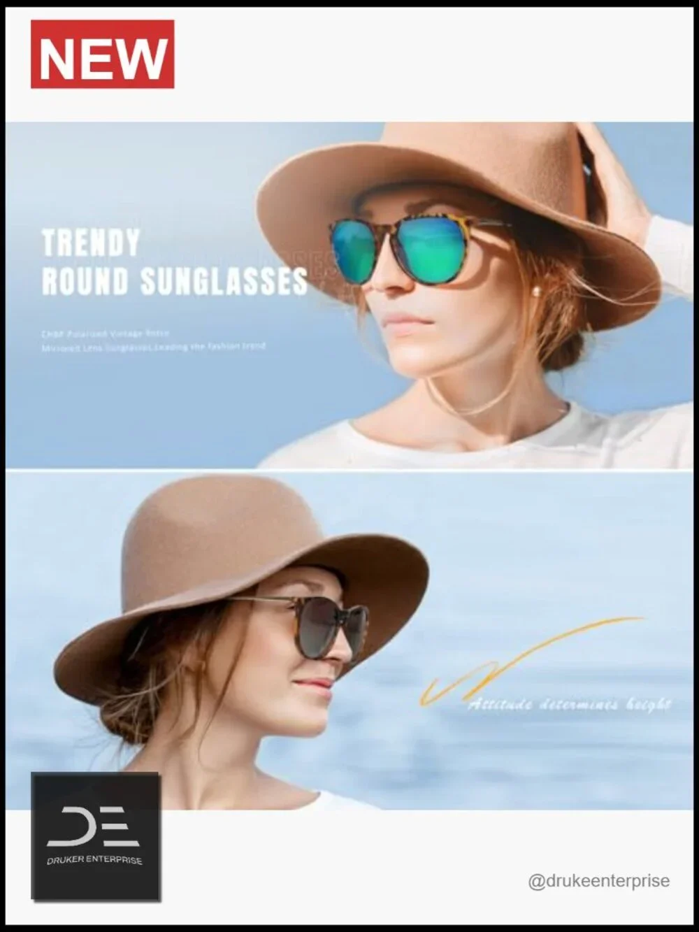Polarized Round Retro Sunglasses UV400 Protection Unisex